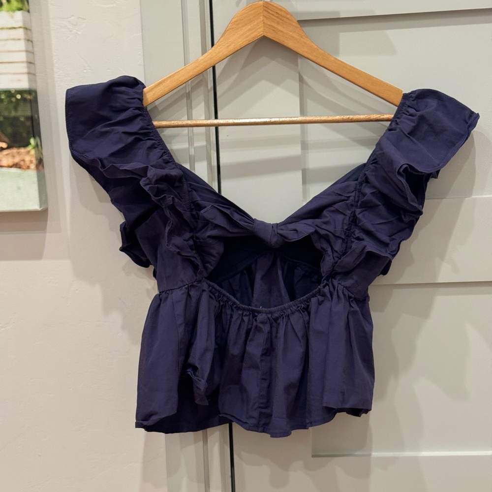 Blue Ruffled  Top - Picture 3 of 7
